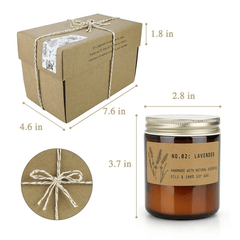 2 Pack Candles Gifts for Home Scented, Long Lasting Jar Soy Scented Candle Gifts, Soy Wax Aromatherapy Candles - Lavender & Amber Sandalwood, 7.2oz