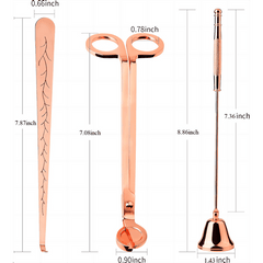 Noneea 3 in 1 Candle Accessory Set - Candle Wick Trimmer, Candle Snuffer, Wick Dipper, Candle Care Kit with Gift Packaging ( Rose Gold)