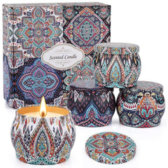 Husfou Scented Candles Gifts Set for Women, 4 Pack Aromatherapy Candles for Home Scented Soy Wax Candles Tin Jar Portable Travel Candles Yoga Mother's Day Valentine's Birthday Day Gifts