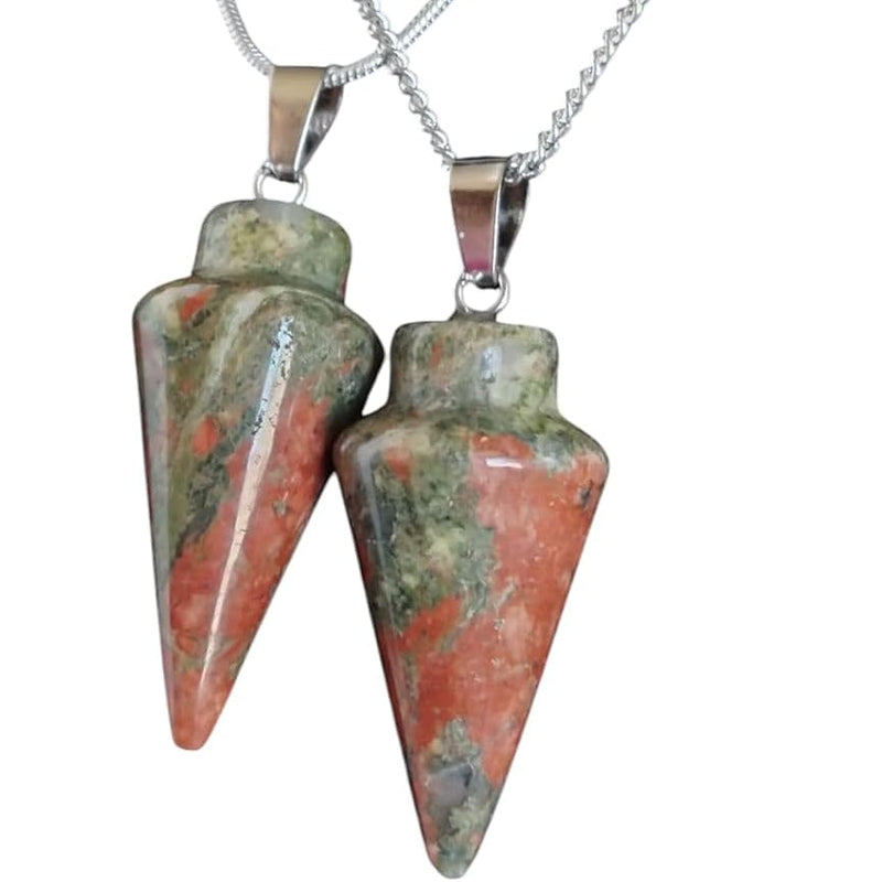 Natural Unakite pendulum or Pure 925 silver necklace