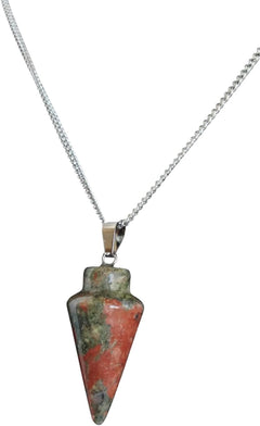 Natural Unakite pendulum or Pure 925 silver necklace