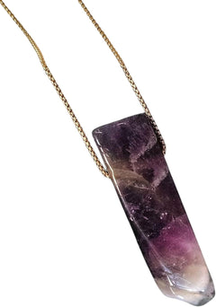 Natural Amethyst Bar 18k Gold Necklace