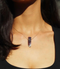 Natural Amethyst Bar 18k Gold Necklace