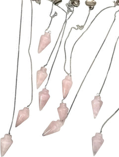 Natural Rose Quartz Pendulum with Mystery Charm | Bag Charm