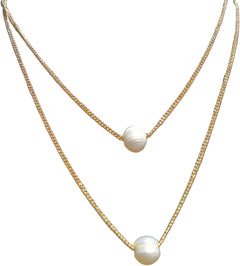 Natural freshwater Pearl 18K Gold layered Necklaces set of 2