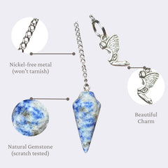 Natural Gemstone Smooth Conical Crystal Pendulum with Mystery Charm | Bag Charm