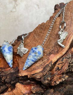 Natural Gemstone Smooth Conical Crystal Pendulum with Mystery Charm | Bag Charm