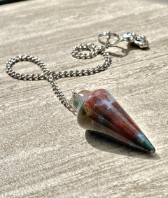 Indian Agate Pendulum with Mystery Charm | Bag Charm