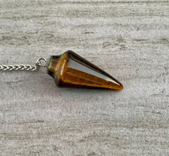 Natural Tigers Eye Pendulum with Mystery Charm | Bag Charm