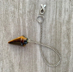 Natural Tigers Eye Pendulum with Mystery Charm | Bag Charm