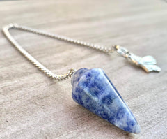 Natural Gemstone Smooth Conical Crystal Pendulum with Mystery Charm | Bag Charm