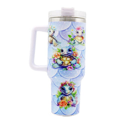 1pc 40oz Water Bottles,5D Little Turtle Series Tumbler,Large Capacity Stainless Steel Tumbler Insulation Cup With Lid And Straw For Women,Camping,Driving,skiing,Thermocoolers.Best Gift