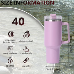 40oz large capacity tumbler, With Handle And Straw Lid, Insulated Reusable Stainless Steel Water Bottles Travel Mug Coffee Cup car cup water cup For Men Women Outdoor Camping Driving,  gift