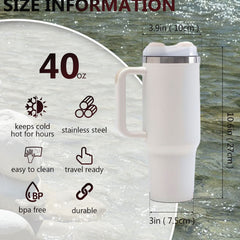 40oz V2 large capacity tumbler,  With Handle And Straw Lid, Insulated Reusable Stainless Steel Water Bottles Travel Mug Coffee Cup car cup water cup For Men Women Outdoor Camping Driving, gift