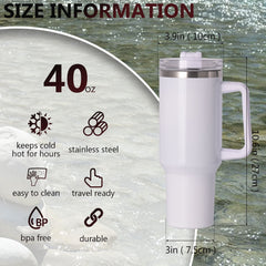 40oz large capacity tumbler With Handle And Straw Lid, Insulated Reusable Stainless Steel Water Bottles Travel Mug Coffee Cup car cup water cup For Men Women Outdoor Camping Driving, gift