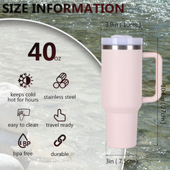 40oz V2 large capacity tumbler,  With Handle And Straw Lid, Insulated Reusable Stainless Steel Water Bottles Travel Mug Coffee Cup car cup water cup For Men Women Outdoor Camping Driving, gift