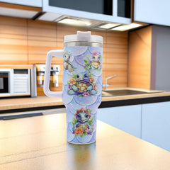 1pc 40oz Water Bottles,5D Little Turtle Series Tumbler,Large Capacity Stainless Steel Tumbler Insulation Cup With Lid And Straw For Women,Camping,Driving,skiing,Thermocoolers.Best Gift