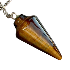 Natural Tigers Eye Pendulum with Mystery Charm | Bag Charm