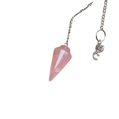 Natural Rose Quartz Pendulum with Mystery Charm | Bag Charm